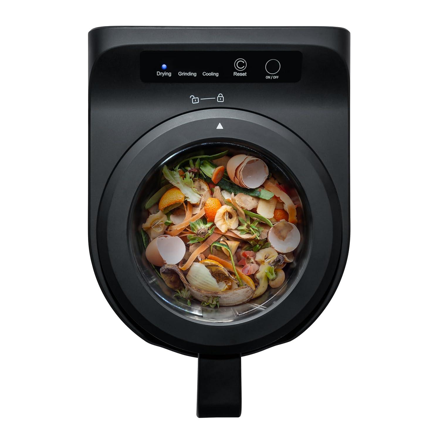 Newair Luma Electric Kitchen Composter 2.5L Capacity Odorless Countertop Compost Bin, Lid Clear-View Window