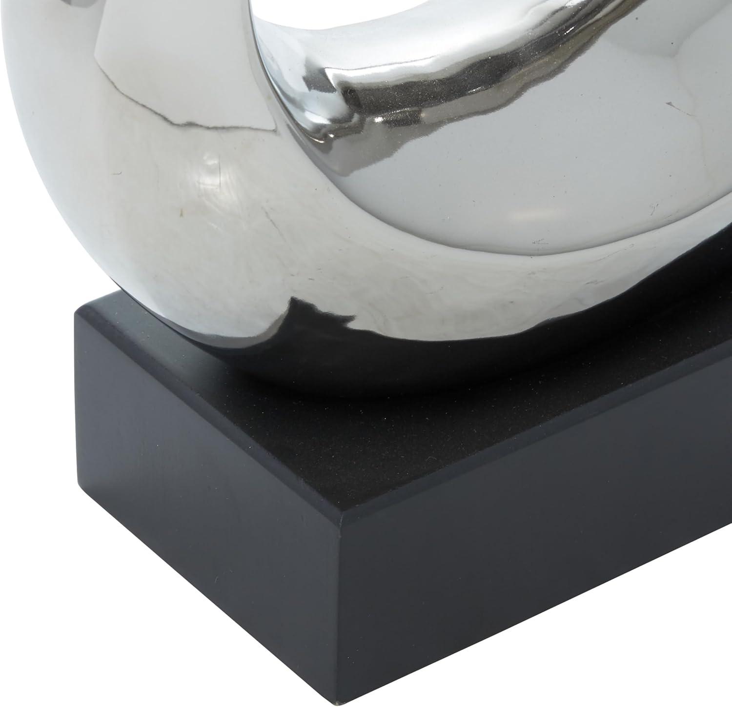 Wrought Studio™ Allye Ceramic Swirl Abstract Decorative Silver Sculpture with Black Base