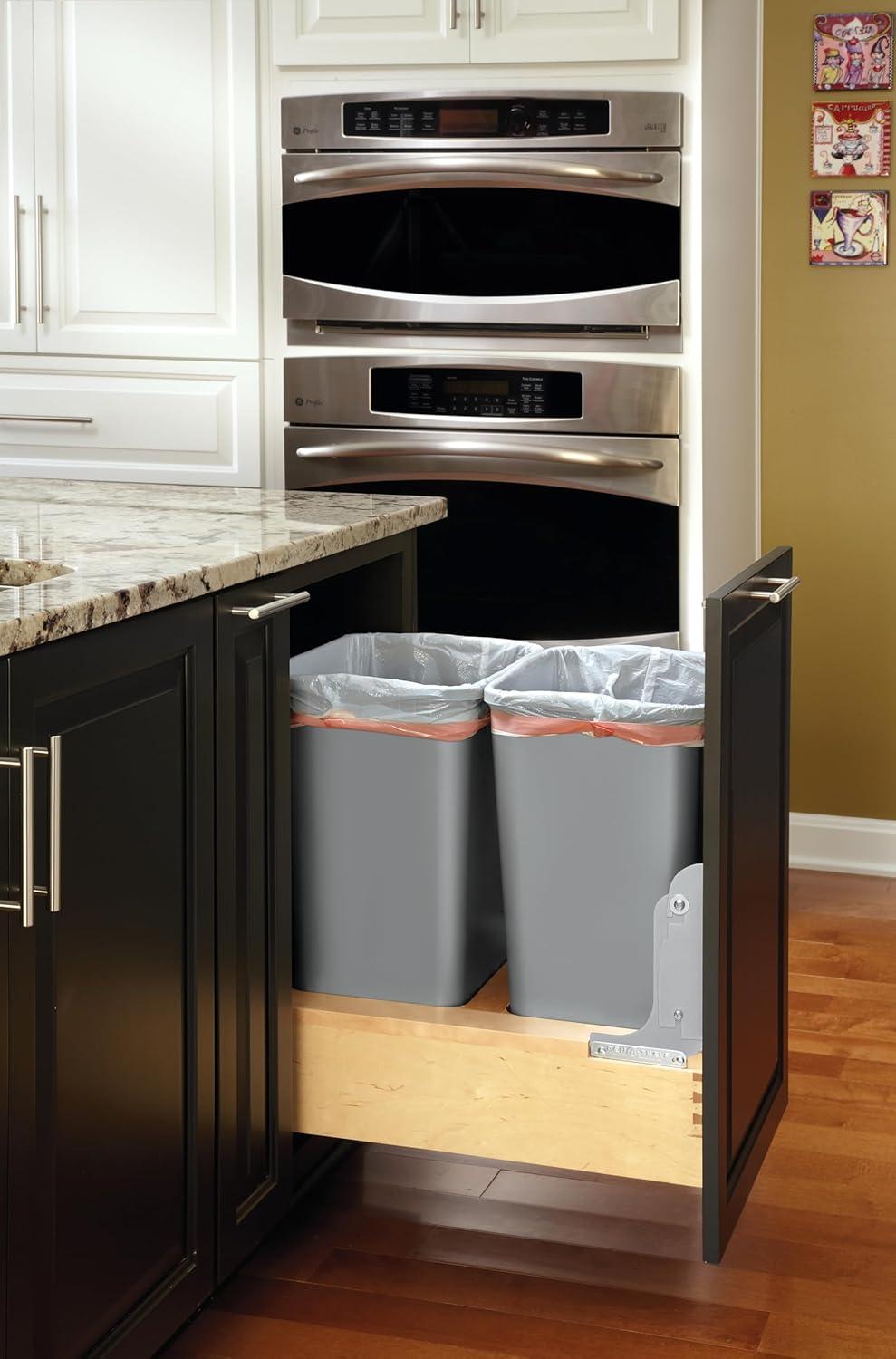 Rev-A-Shelf Rev-A-Shelf Double Pull Out Bottom Mount Trash Can, Gray