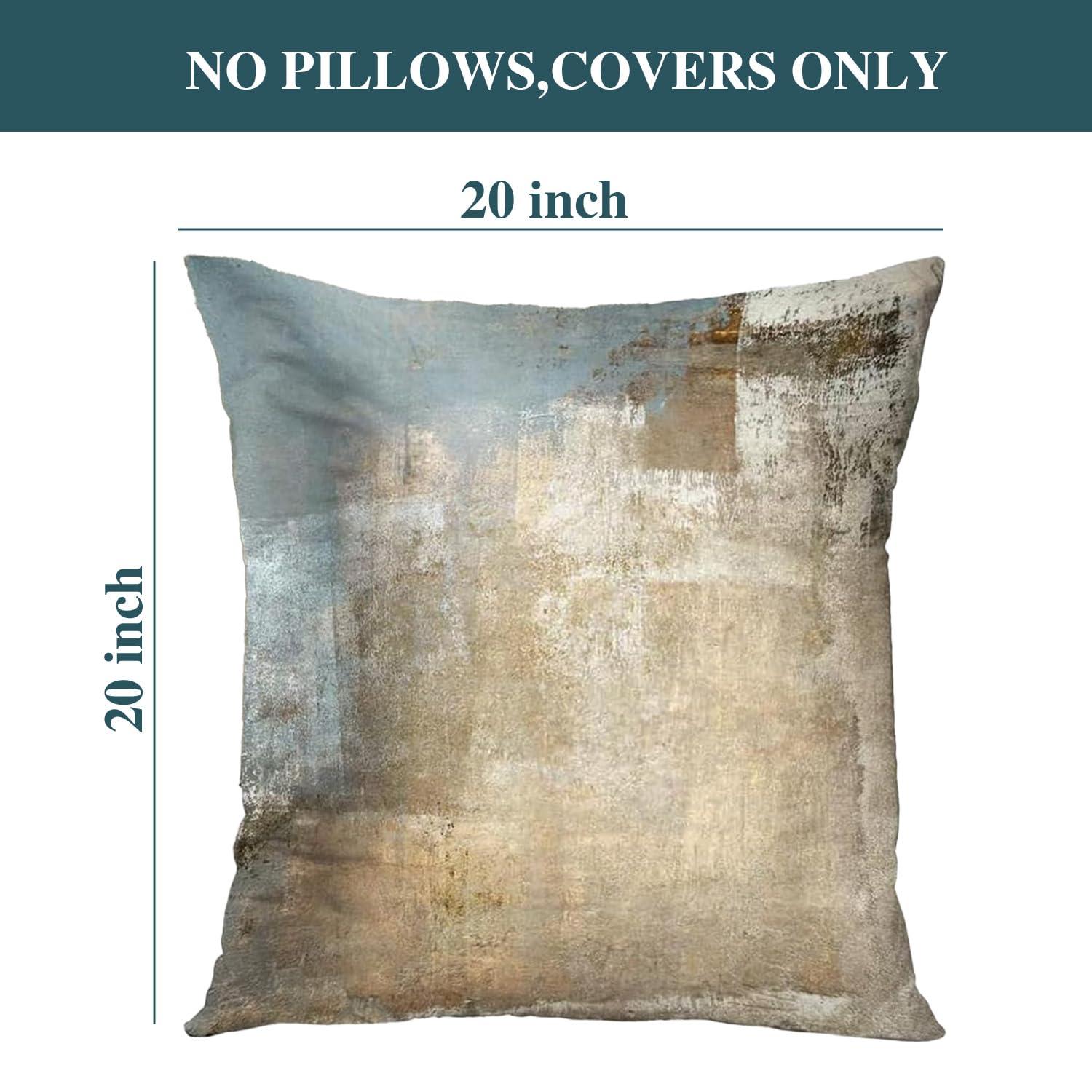 Grey and Beige Abstract Art Contemporary Pillow Cover, Modern Neutral Decorative Throw Pillows Cushion Cover for Bedroom Sofa Living Room 20 x 20 Inch Set of 2