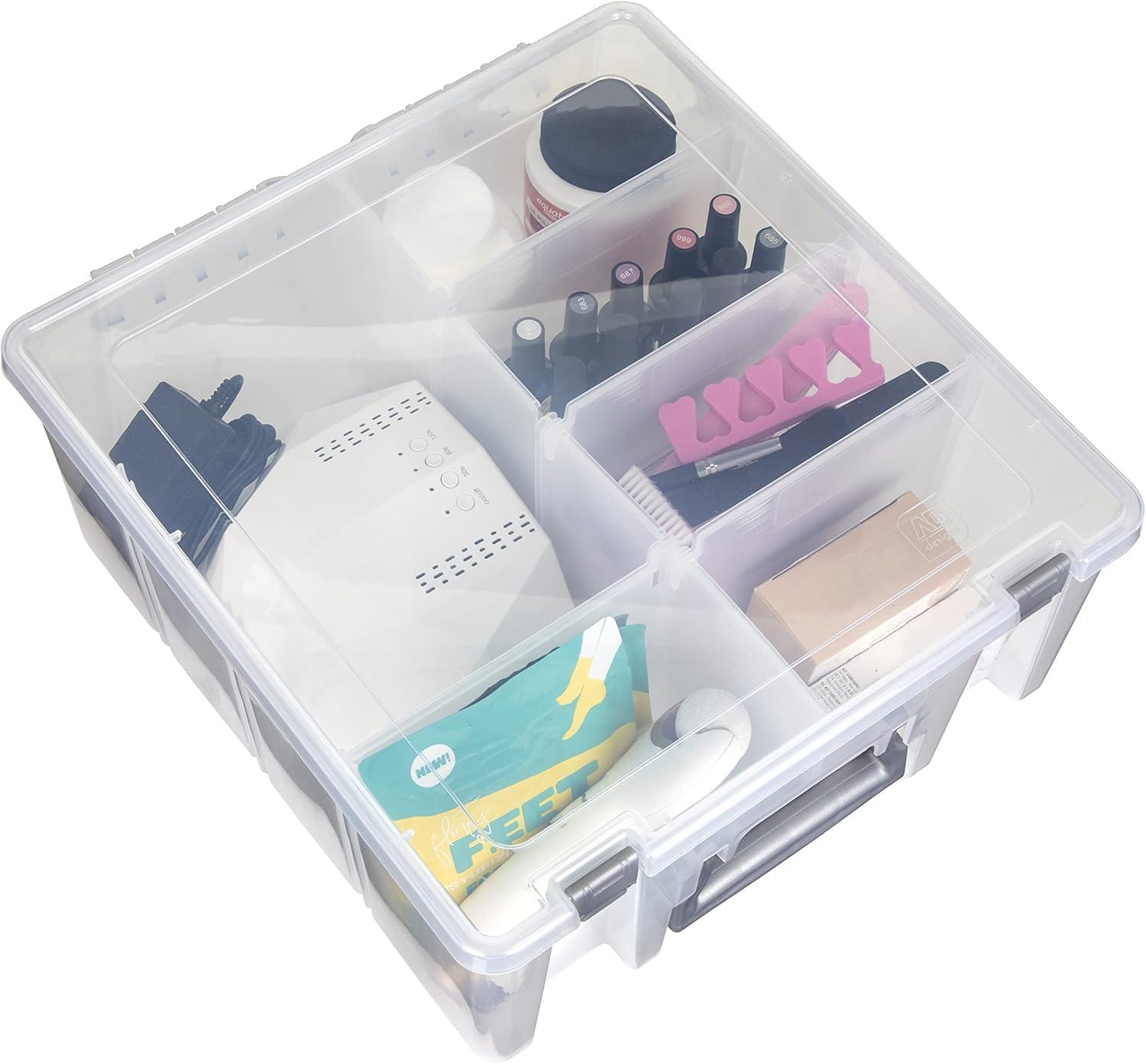 Clear Plastic Stackable Storage Box with Dividers