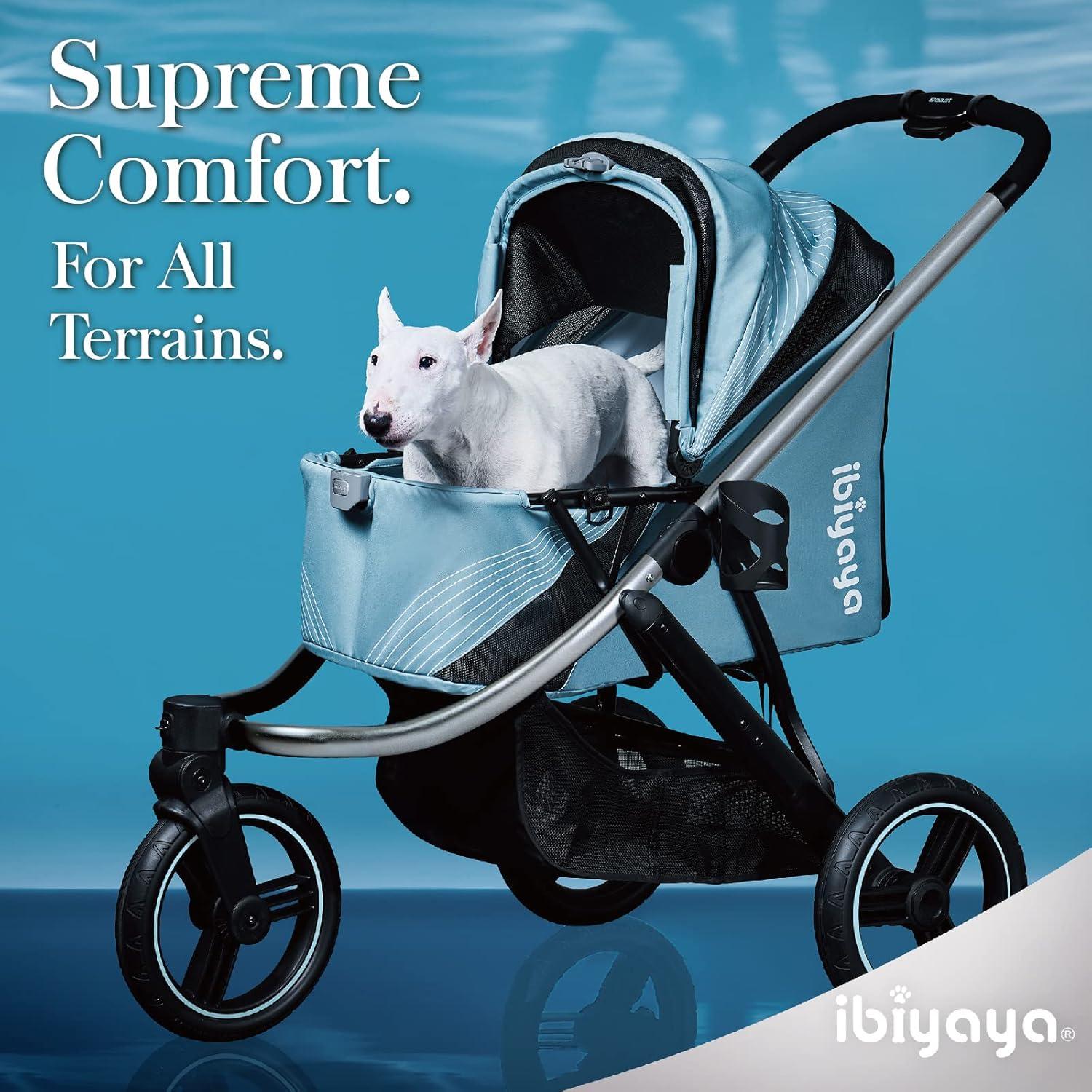 Ibiyaya  Beast Pet Jogging Stroller with 3-Wheel All-Terrain Dog-Cat Pram with Double Breaks, Flash Gray - Large