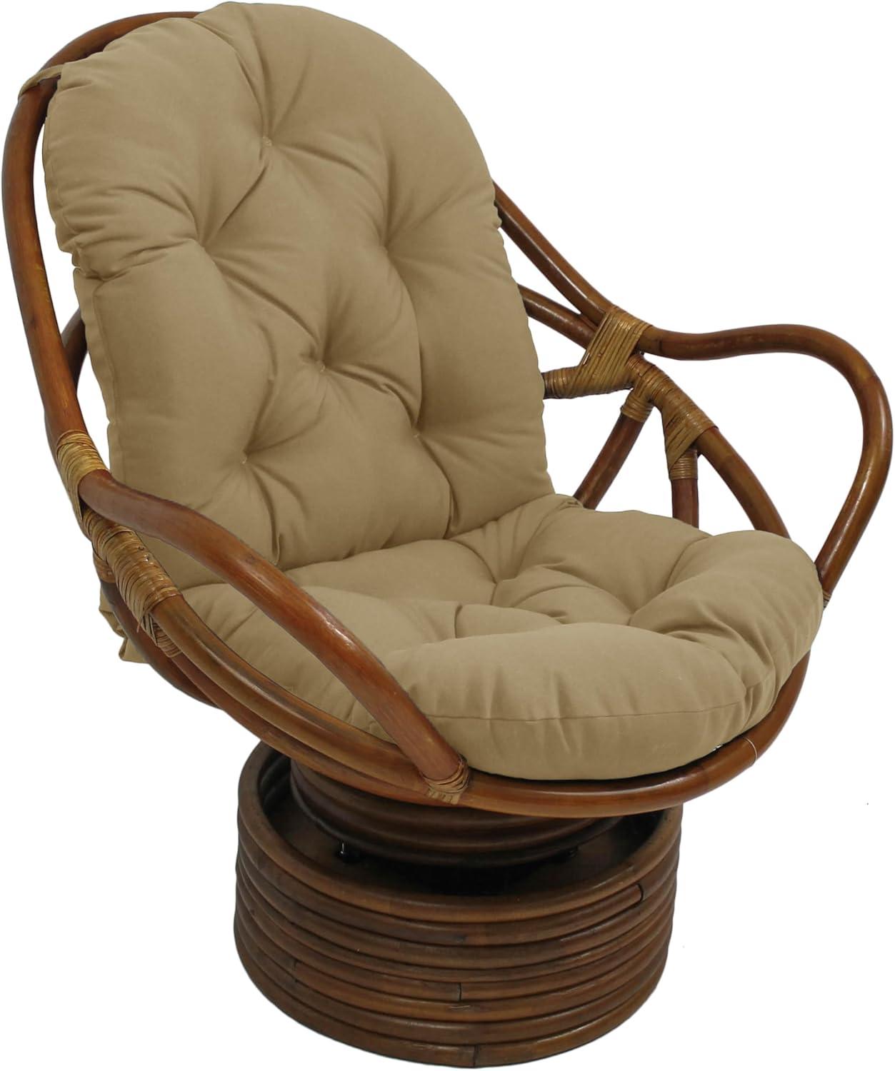 Light Khaki Polyester Swivel Rocker Chair with Tufted Cushion