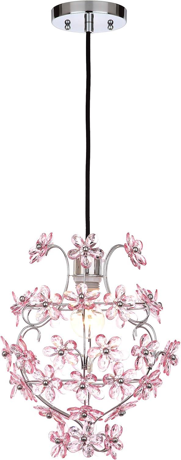 Raz Floral Pendant Lamp - LIT4487 - Chrome - Safavieh