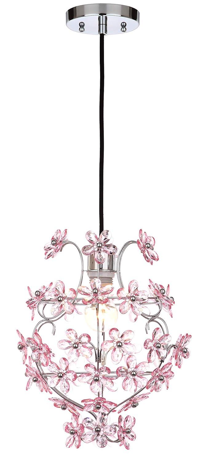 Raz Floral Pendant Lamp - LIT4487 - Chrome - Safavieh