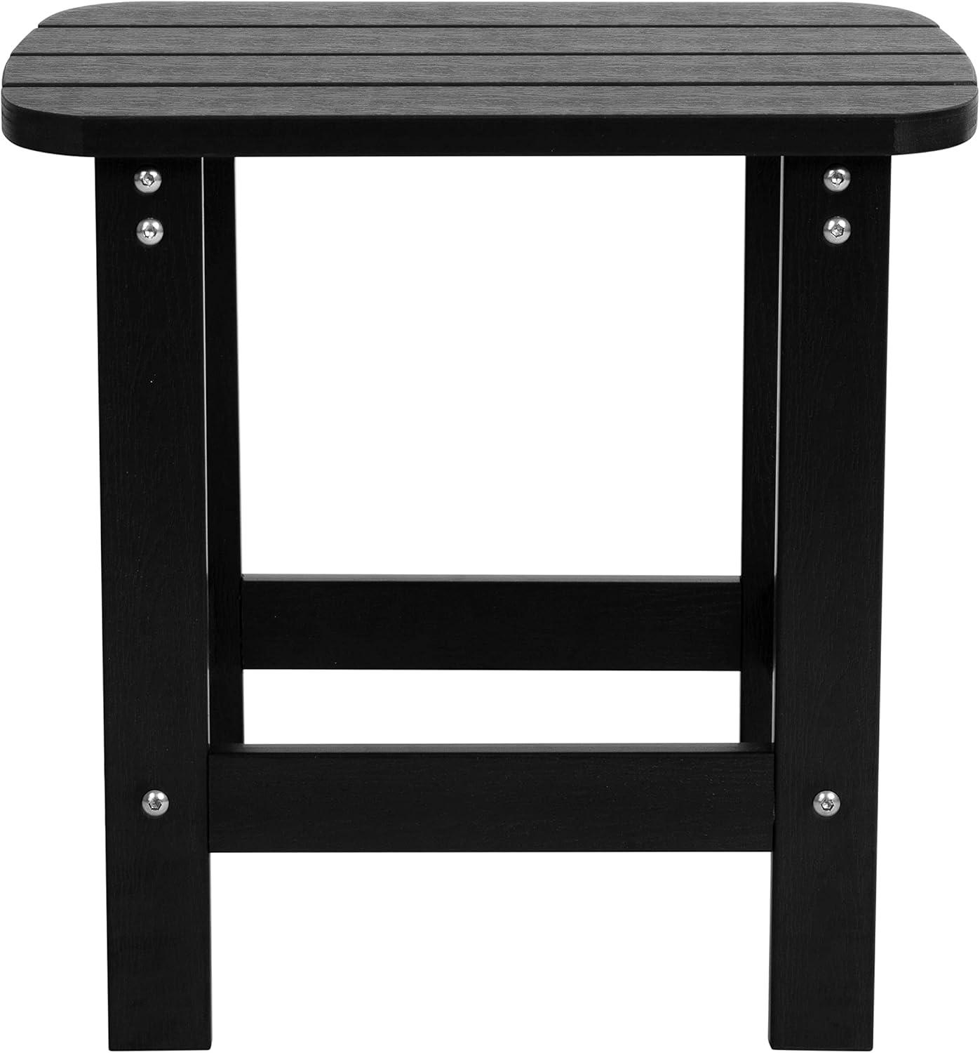 Flash Furniture Collis 5-Piece Patio Set with 4 All-Weather Poly Resin Wood Adirondack Rocking Chairs and Matching Side Tab