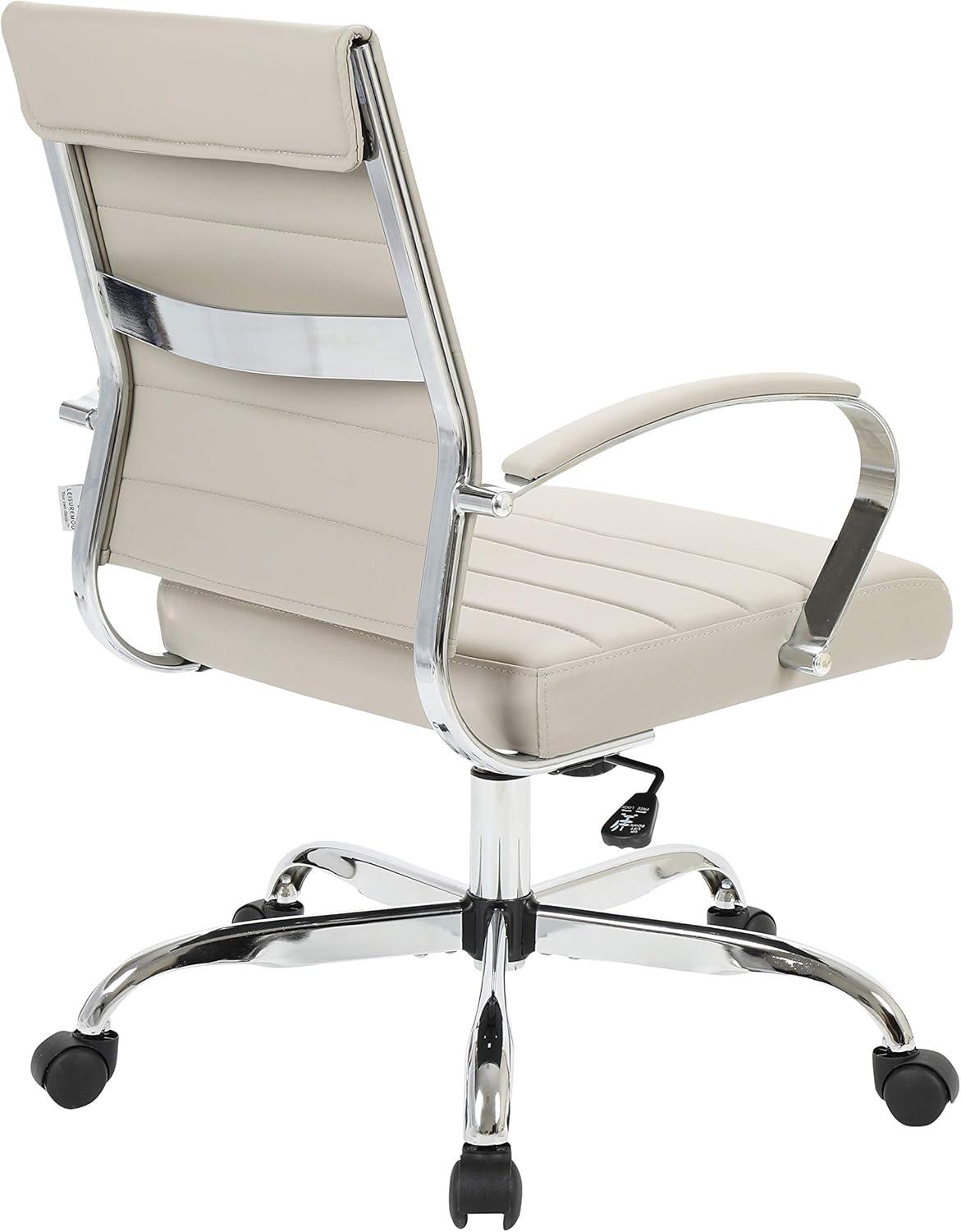 LeisureMod Benmar Modern Leatherette Executive Swivel Office Chair in Tan