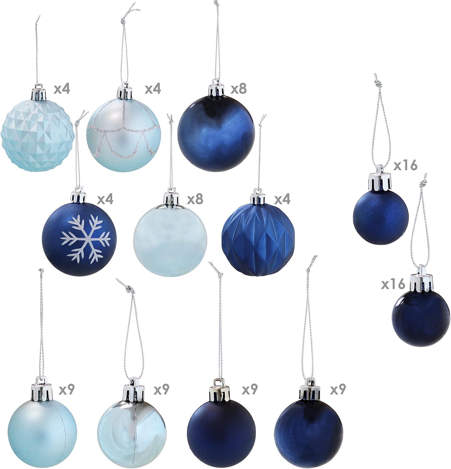 Winter Wonderland Blue and Silver Shatterproof Ornament Set