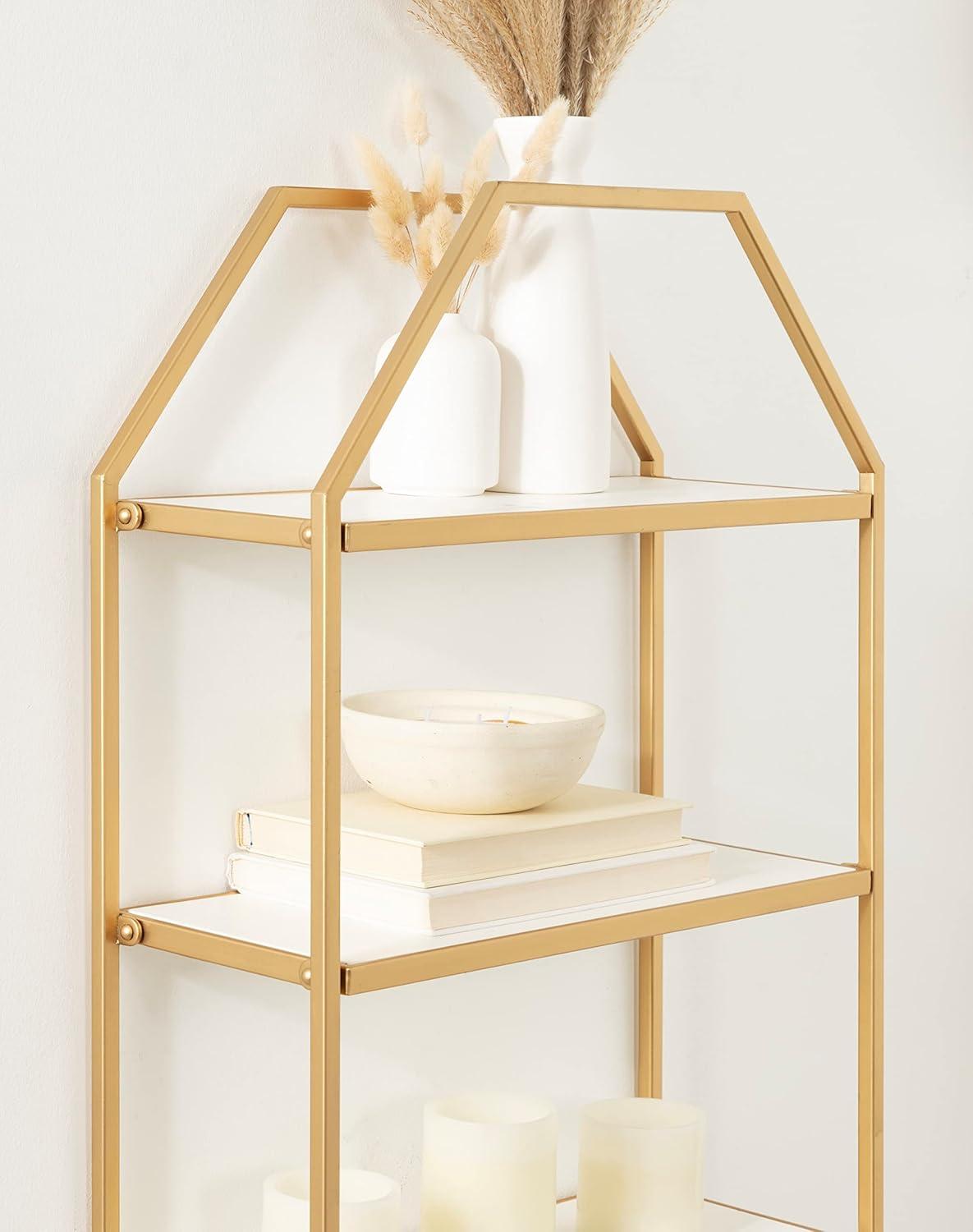 Kate and Laurel Adela Octagon Wood and Metal Shelf