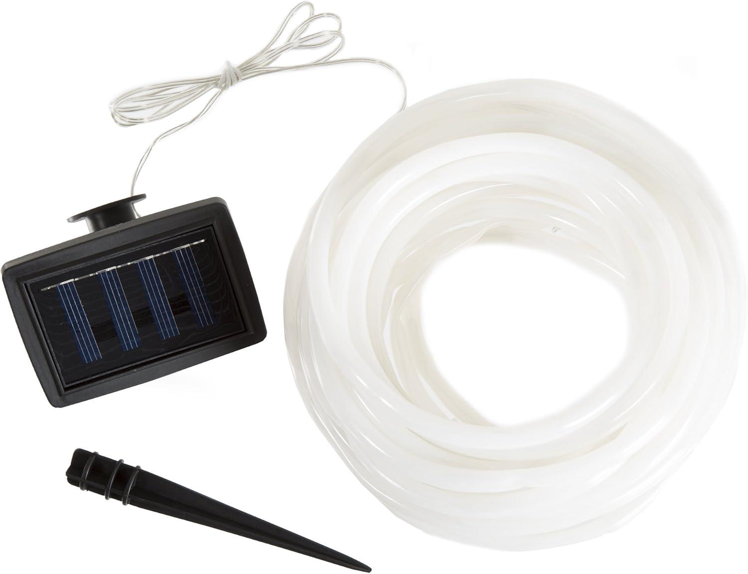 Solar Powered White LED Outdoor Twinkle Rope Lights, 32 ft