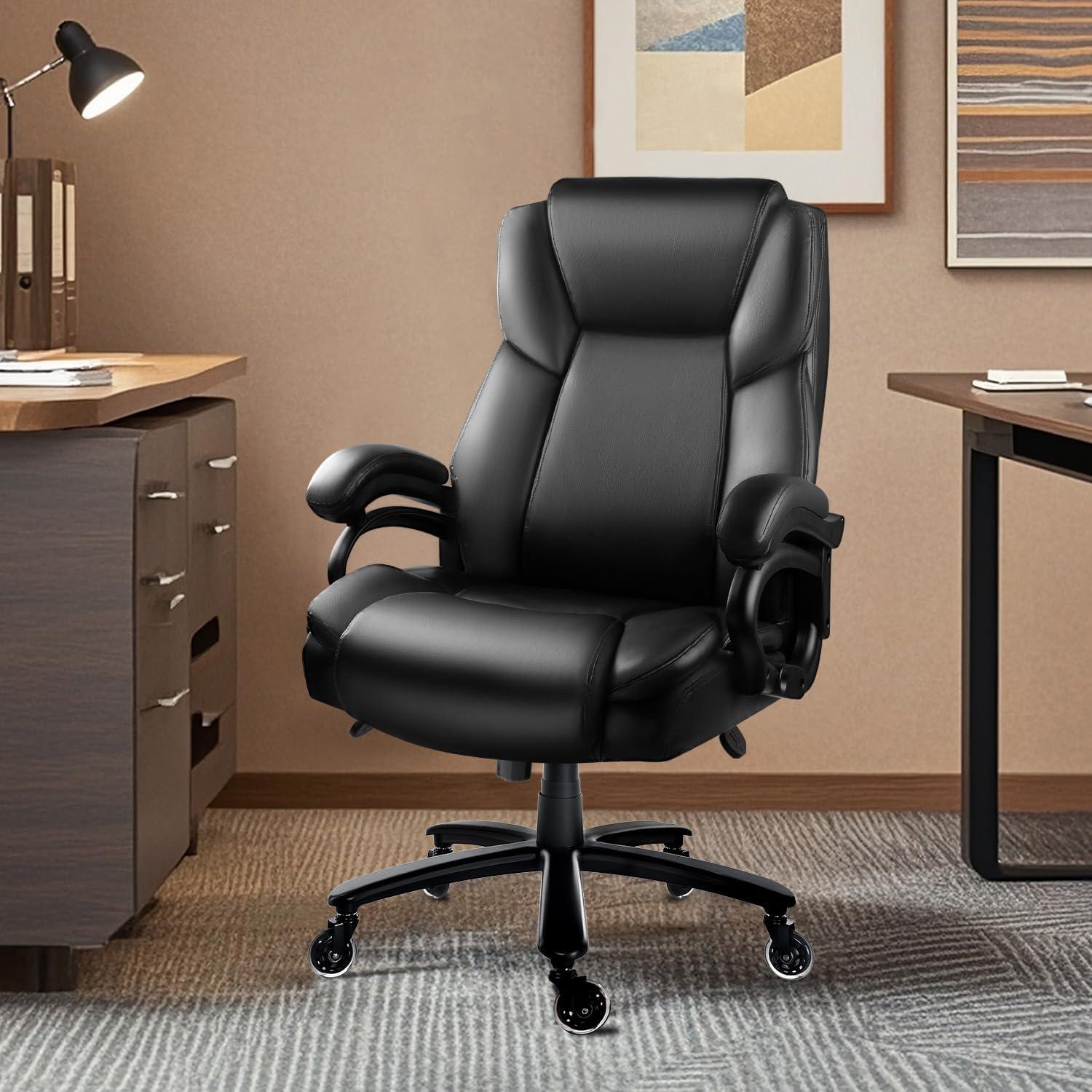 Waleaf Heavy Duty Big and Tall Office Chair 500lbs with Adjustable Lumbar Support,High Back Office Chair for Adults