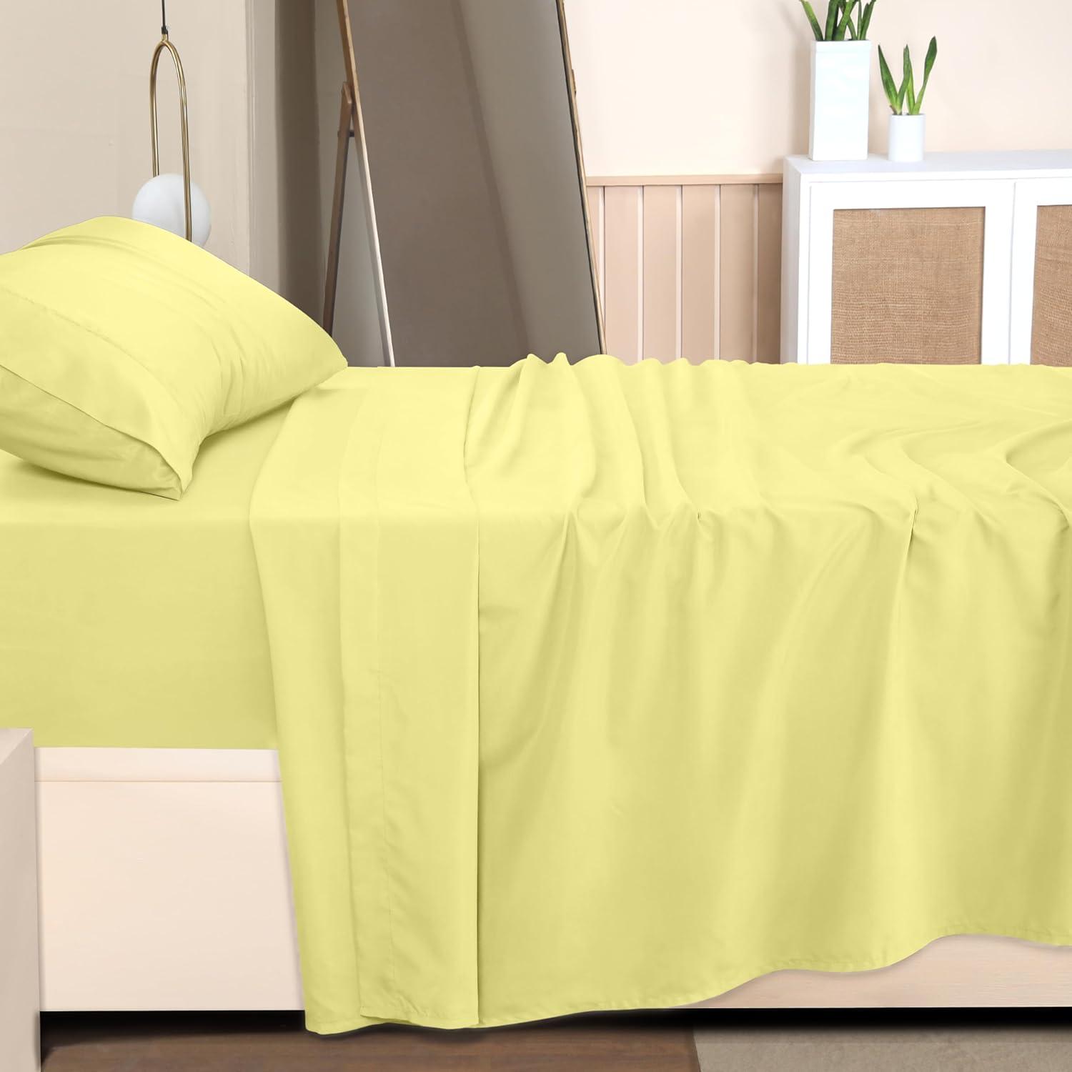 Utopia Bedding Queen Bed Sheets Set - 4 Piece Bedding - Brushed Microfiber - Shrinkage and Fade Resistant - Easy Care (Queen, Yellow)