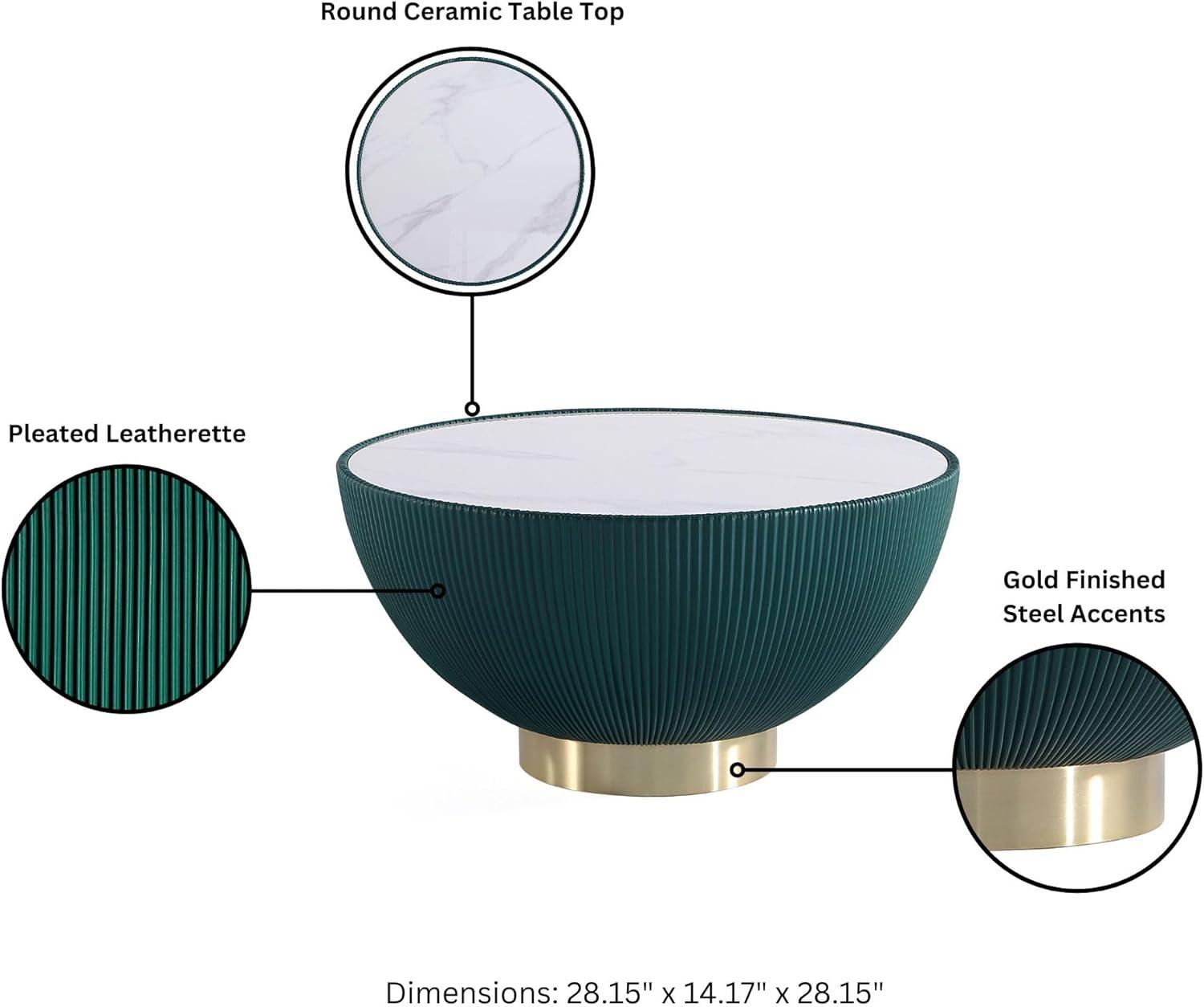 Manhattan Comfort Anderson Leatherette Upholstered Coffee Table: Gold Finish, No Assembly Required