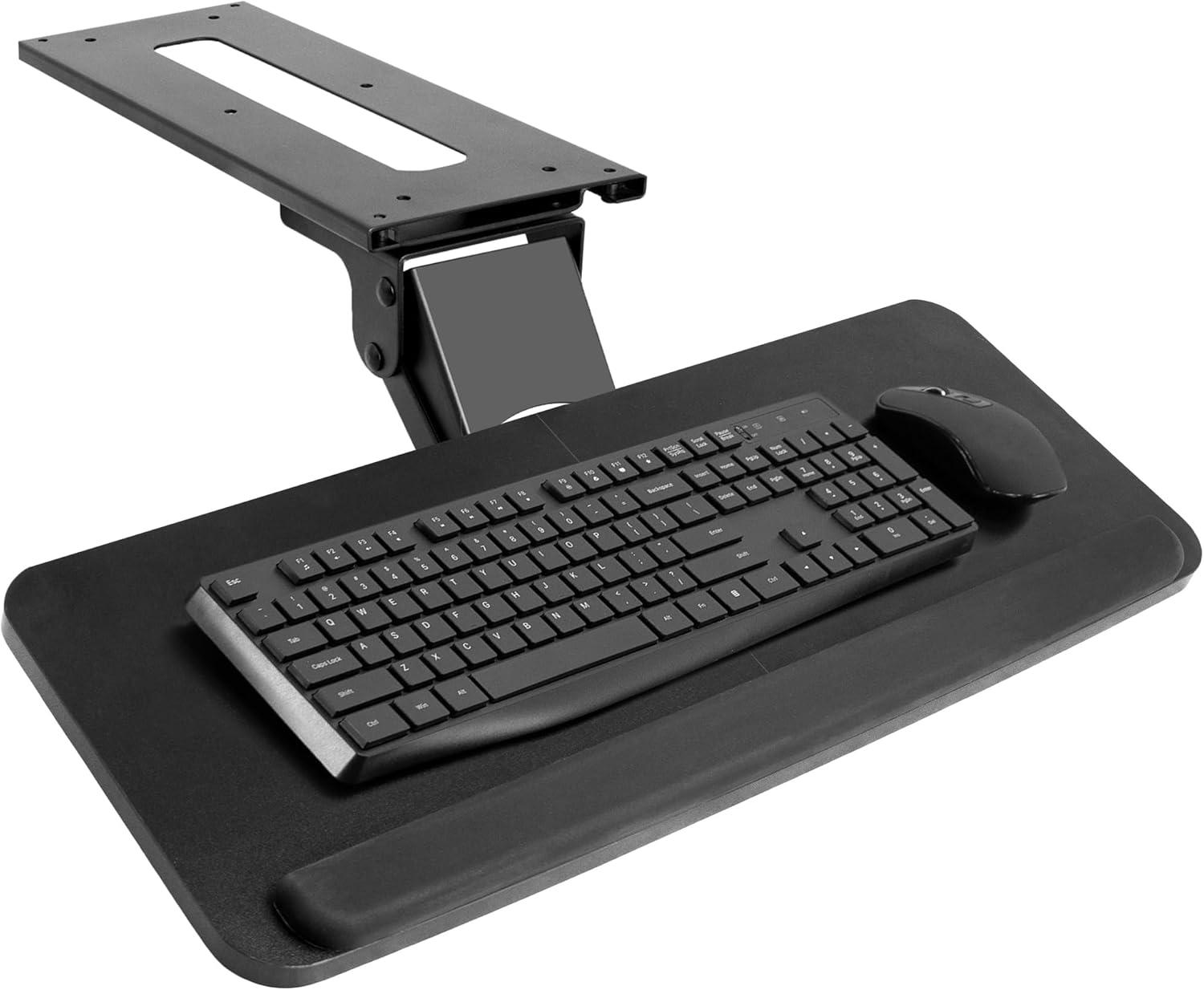 Adjustable Computer Keyboard & Mouse Platform Tray Ergonomic Under Table Desk Mount Drawer Underdesk Shelf (MOUNT-KB03B)