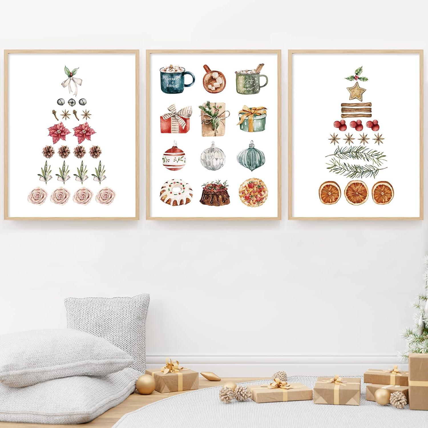 Minimalist Watercolor Christmas Wall Art Prints Set of 12