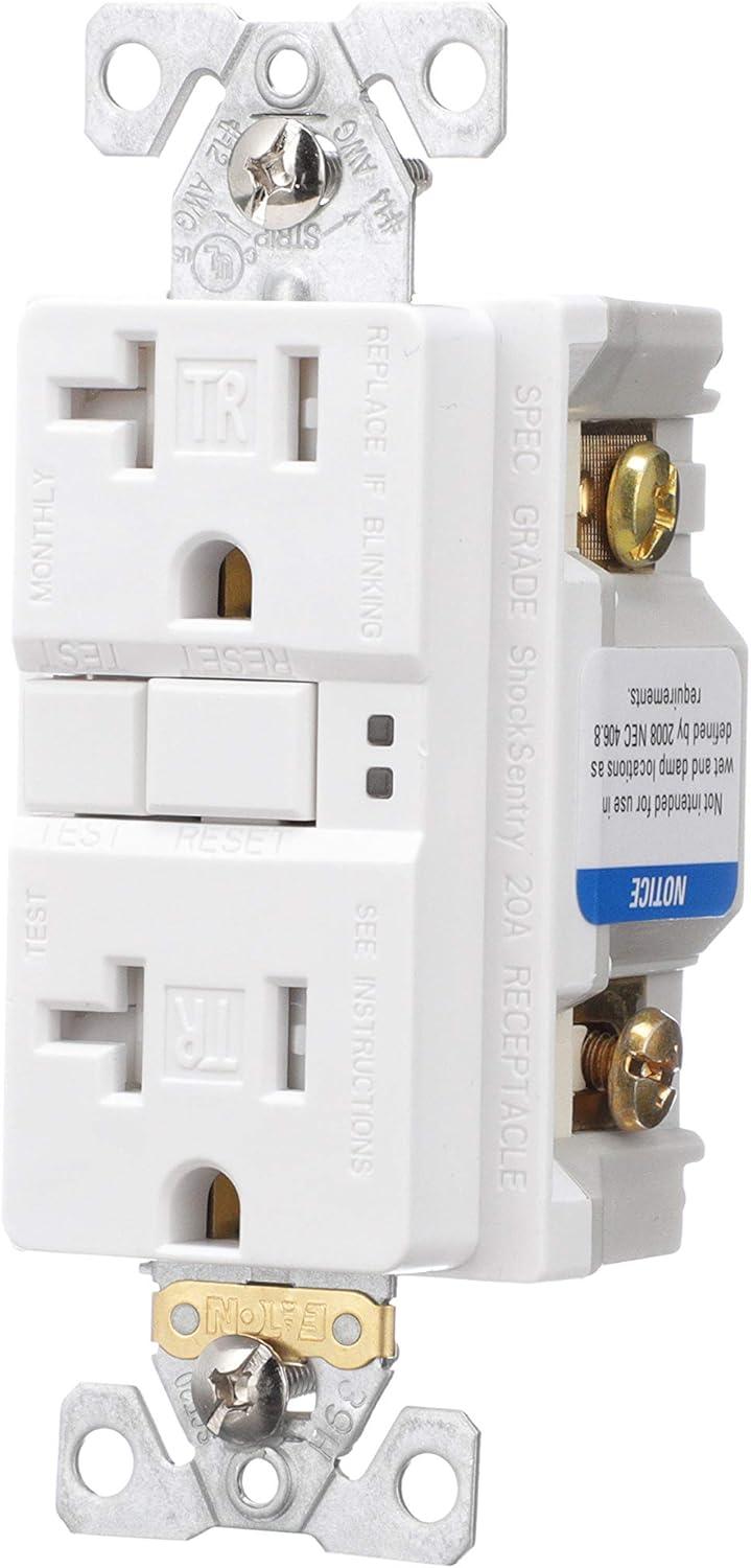 White 20A Tamper Resistant GFCI Duplex Receptacle with Wall Plate