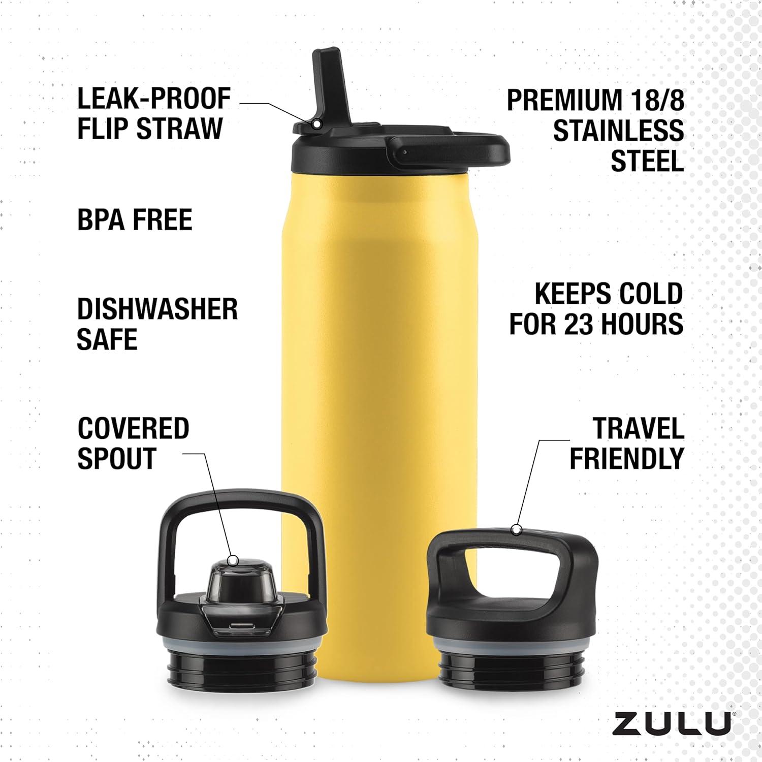 Zulu Base 32oz Stainless Steel Water Bottle - Yellow
