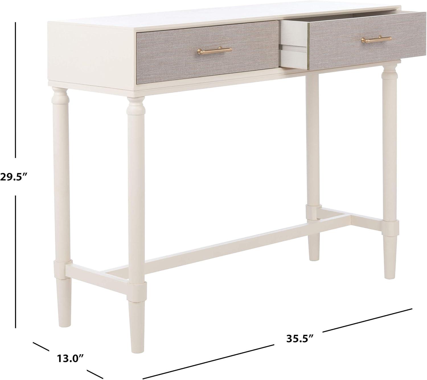 Estella White 40" Modern Console Table with 2 Drawers and Metal Accents