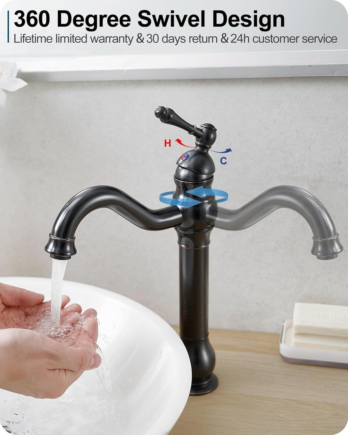 Oil Rubbed Bronze Single Handle Vessel Sink Faucet