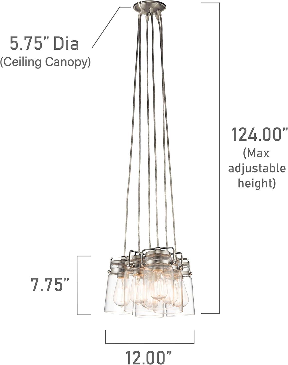 Brinley 7.75" 6 Light Pendant with Clear Glass Brushed Nickel