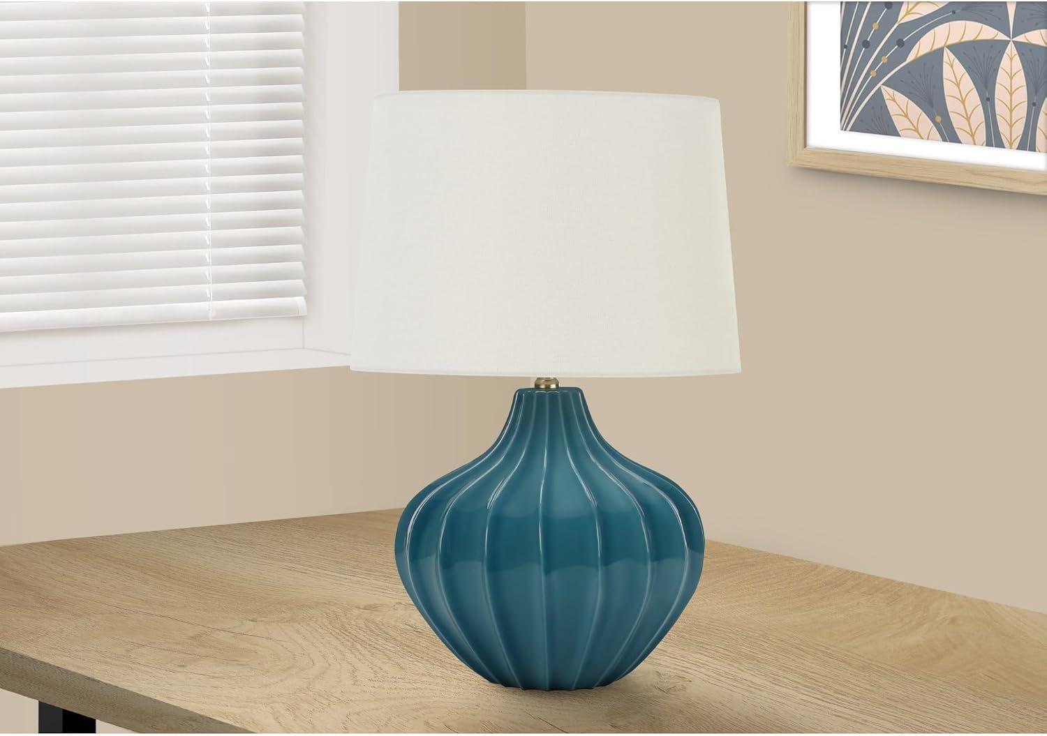 Monarch Specialties Lighting 24inchH Table Lamp Blue Ceramic Ivory / Cream Shade Transitional
