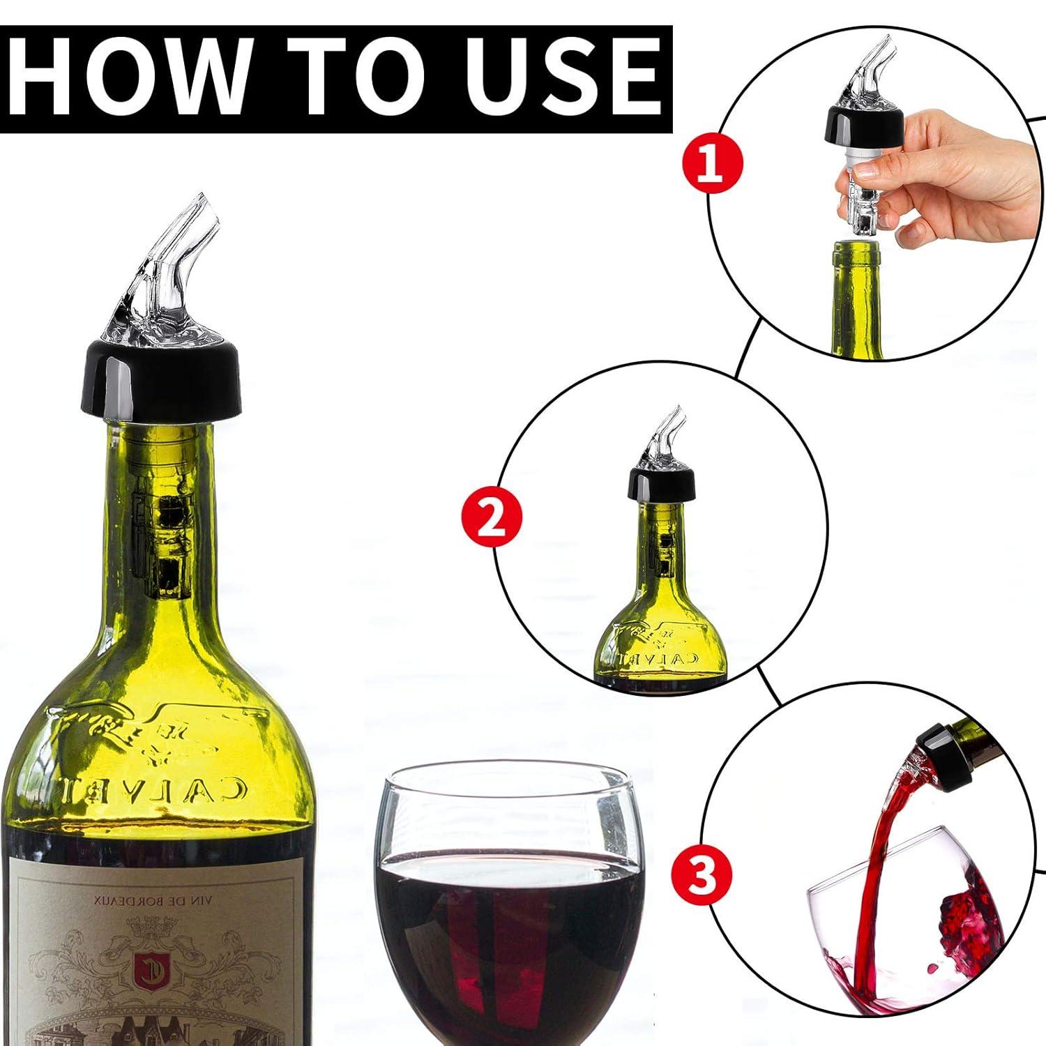 Black and Clear Plastic 30ml Automatic Measured Bottle Pourers Pack of 12