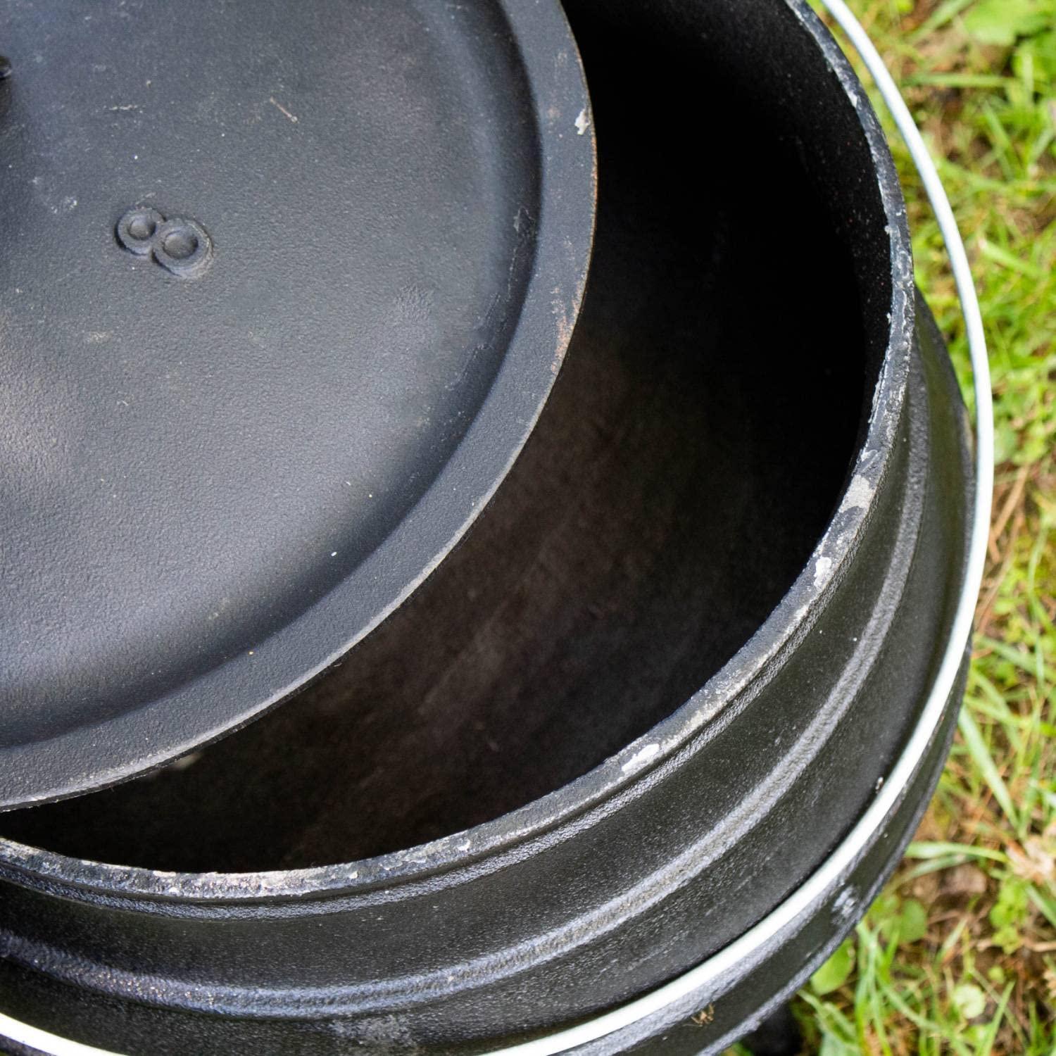 Lehman's Campfire Cooking Kettle Pot - Cast Iron Potje Dutch Oven with 3 Legs and Lid, 15.25 inch, 4.75 Gallon