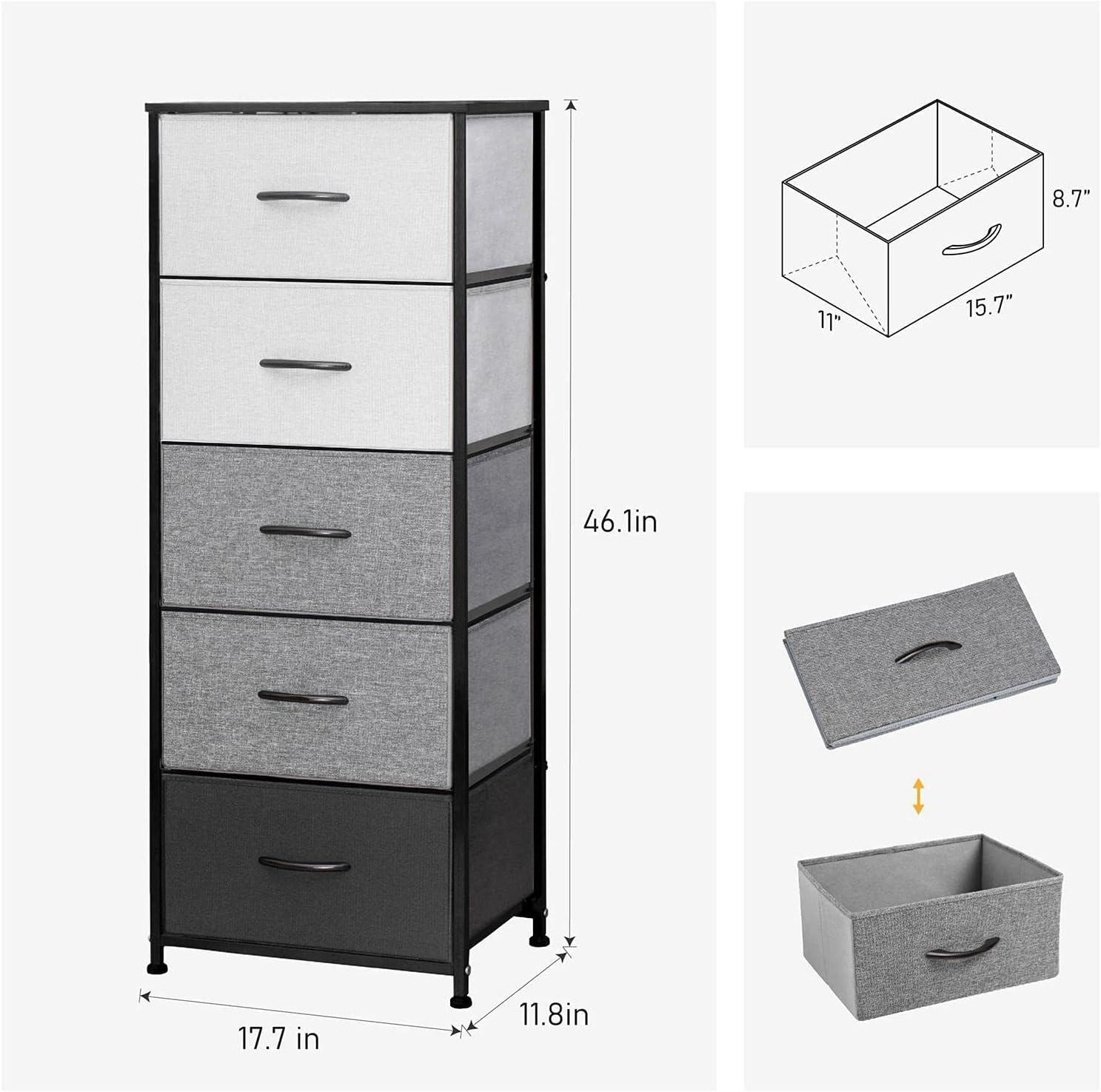 Pellebant 5-Drawer Dresser Indoor Household Kids Storage Chest Gray & Black