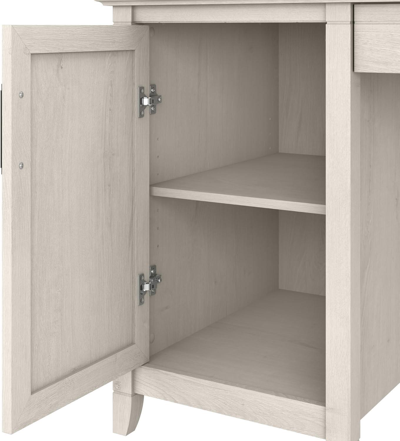 Key West 54W Computer Desk with Storage in Linen White Oak - Engineered Wood