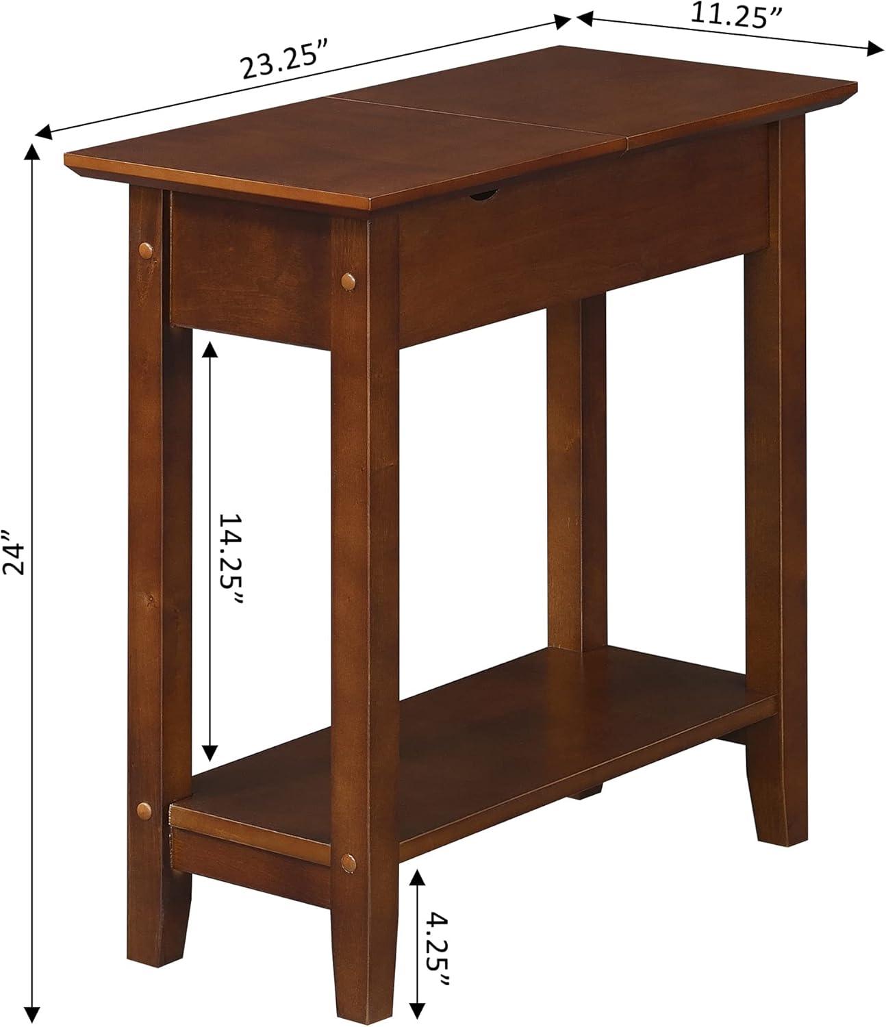 Convenience Concepts American Heritage Flip Top End Table with Charging Station and Shelf, Espresso