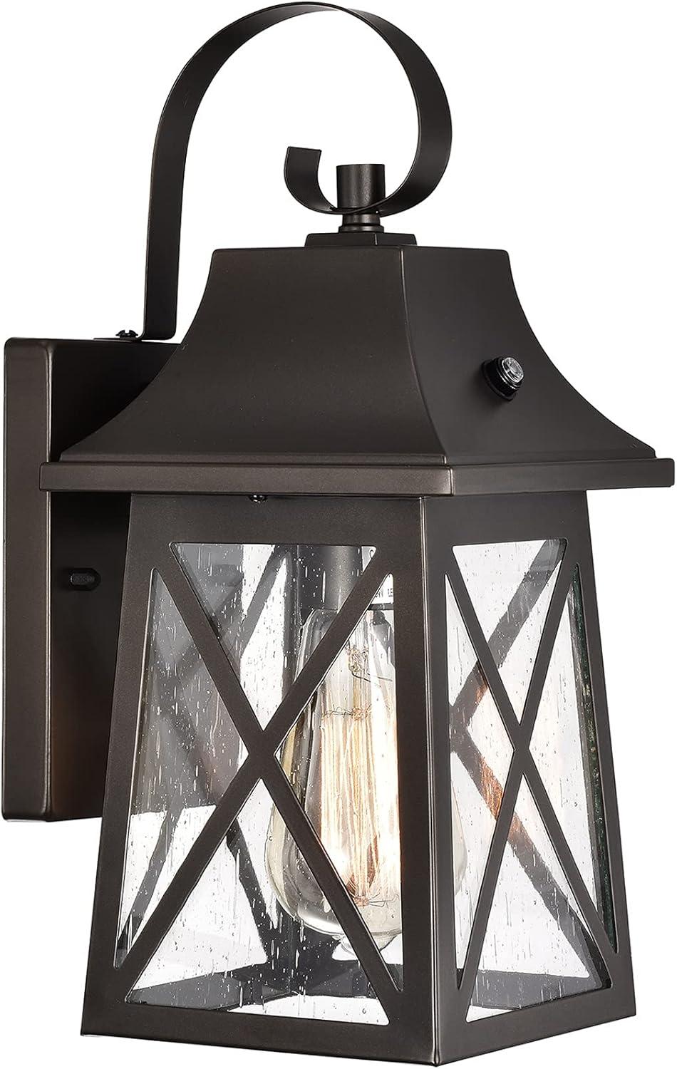 Farmhouse 1-Light Oil Rubbed Bronze Dusk to Dawn Outdoor Wall Lantern Sconce Porch Light Homedepot Light Fixtures