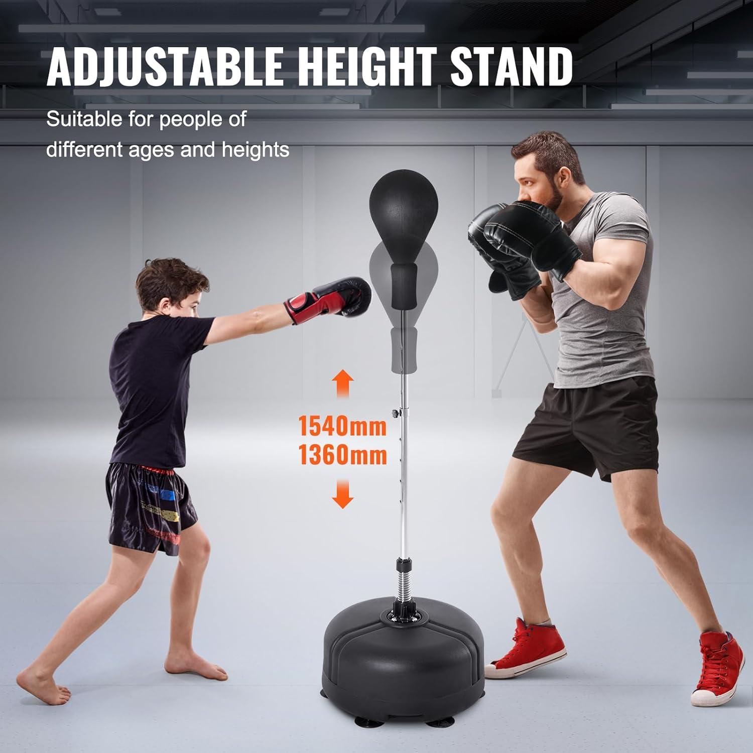Adjustable Black PVC Leather Reflex Boxing Bag with Suction Cup Base