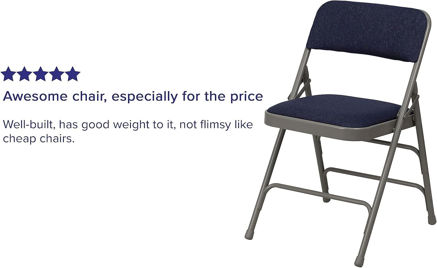 Flash Furniture 4 Pack HERCULES Series Curved Triple Braced & Double Hinged Navy Fabric Metal Folding Chair