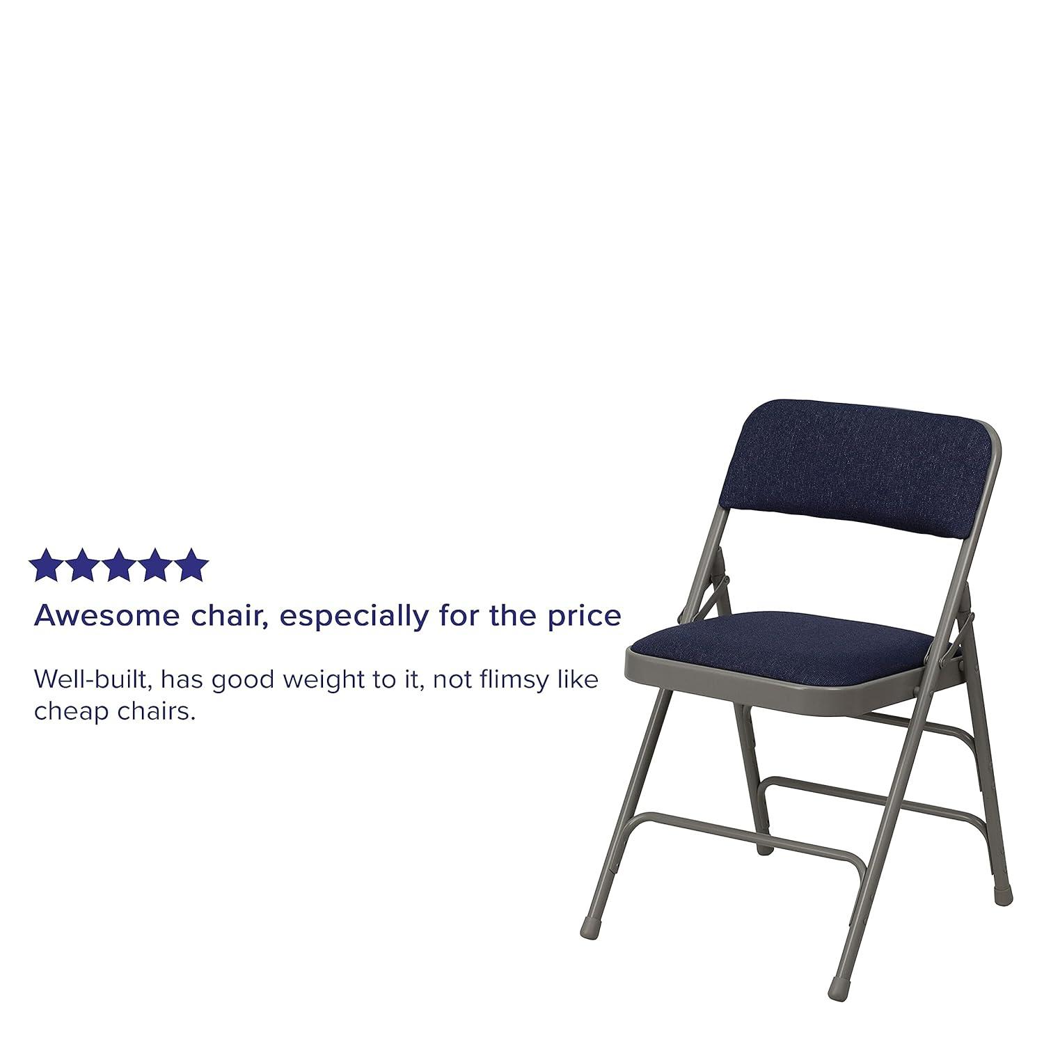 Flash Furniture 4 Pack HERCULES Series Curved Triple Braced & Double Hinged Navy Fabric Metal Folding Chair