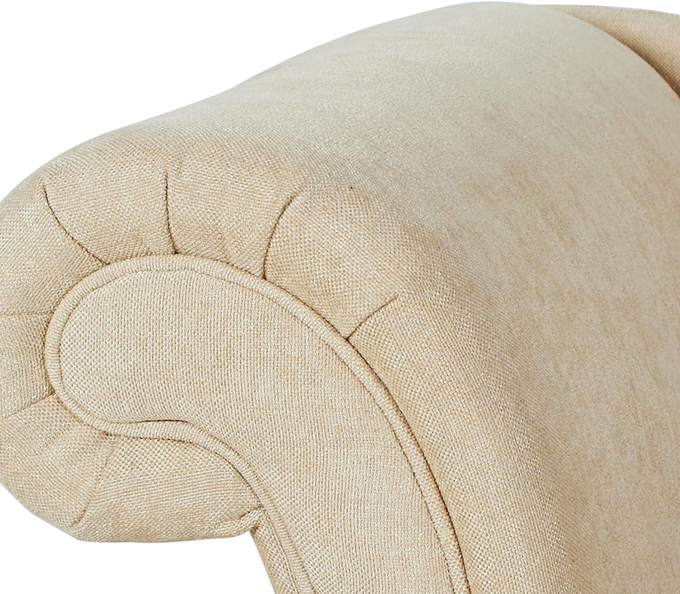 Harrison Tufted Roll Arm Chaise Lounge Beige
