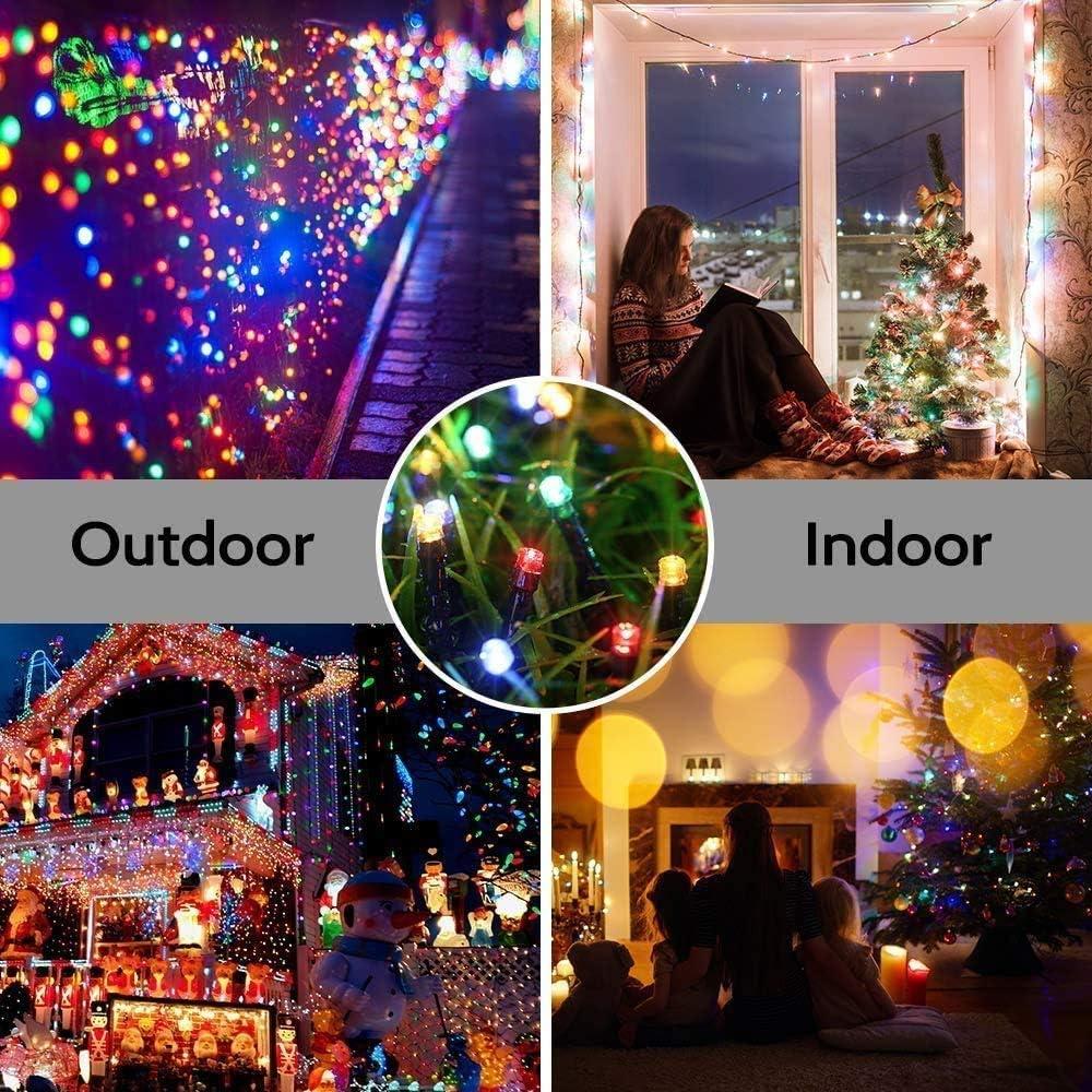 114ft Outdoor Christmas String Lights, 300 LED Connectable with Timer, 8 Modes Multicolor Fairy Twinkle Lights for Indoor/Outdoor Xmas Decorations