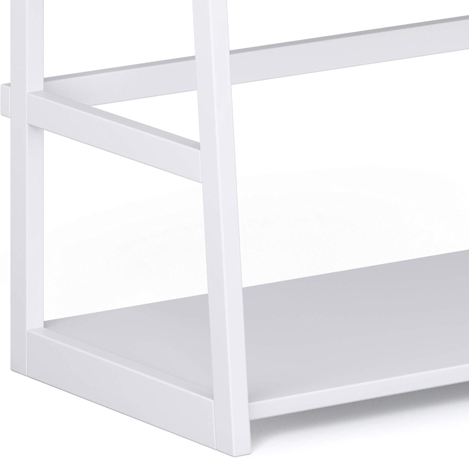 Simpli Home Acadian Ladder Shelf Bookcase in White