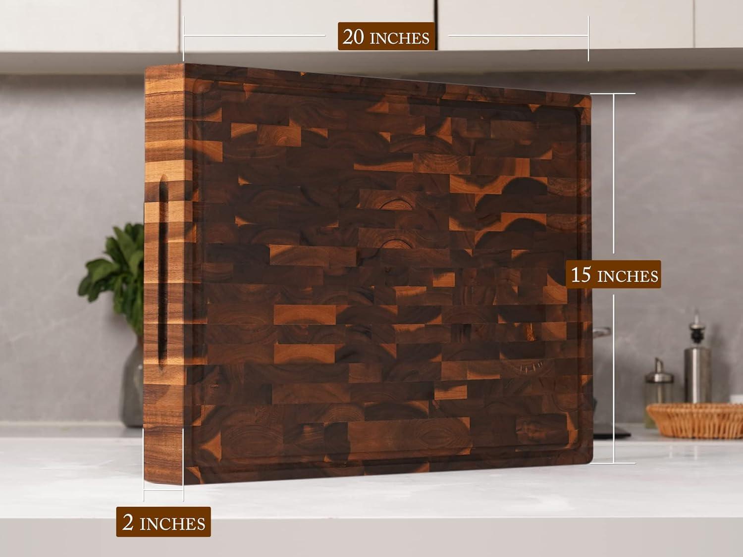 Extra Large Walnut Wood End Grain Cutting Board with Juice Groove