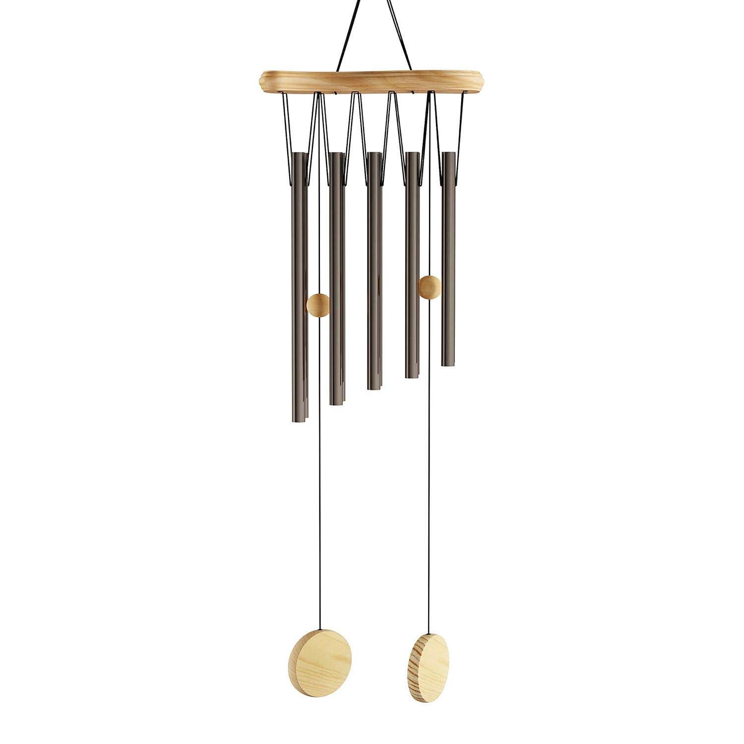 Metal & Wood Wind Chime-34.5 in. Tuned Metal Wind Chimes with Bronze Finish