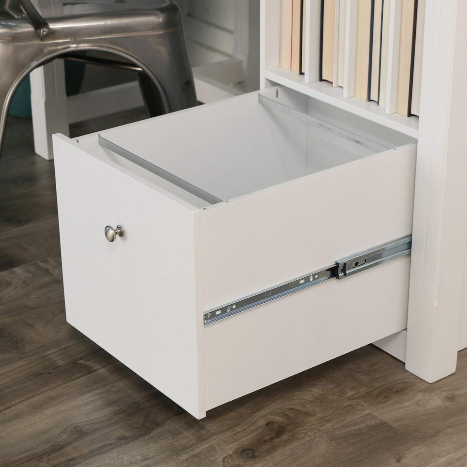 Walker Edison Modern Wood Computer Desk with Keyboard Tray and Drawers, White