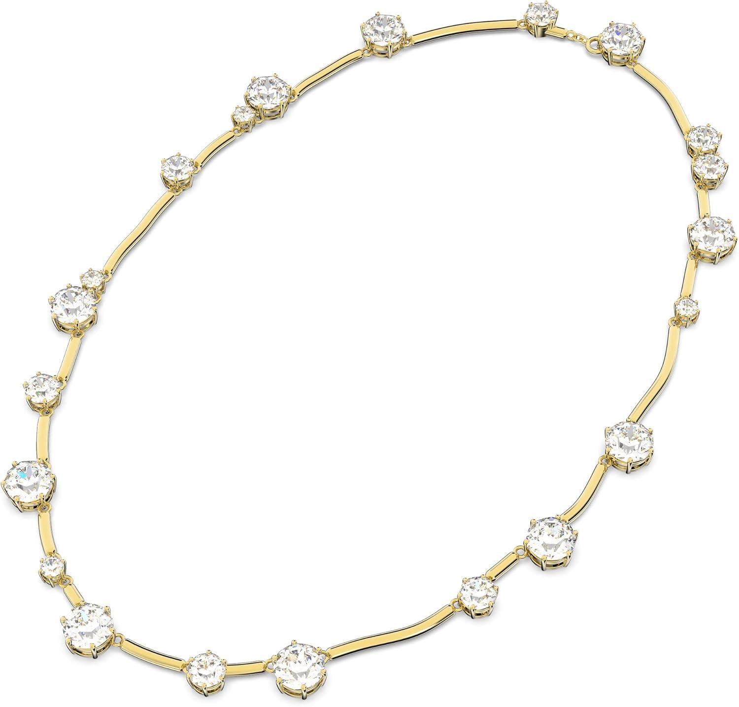 Swarovski Angelic Pendant with Circular Clear Crystal and Clear Crystal Pavé on a Rhodium Plated Chain