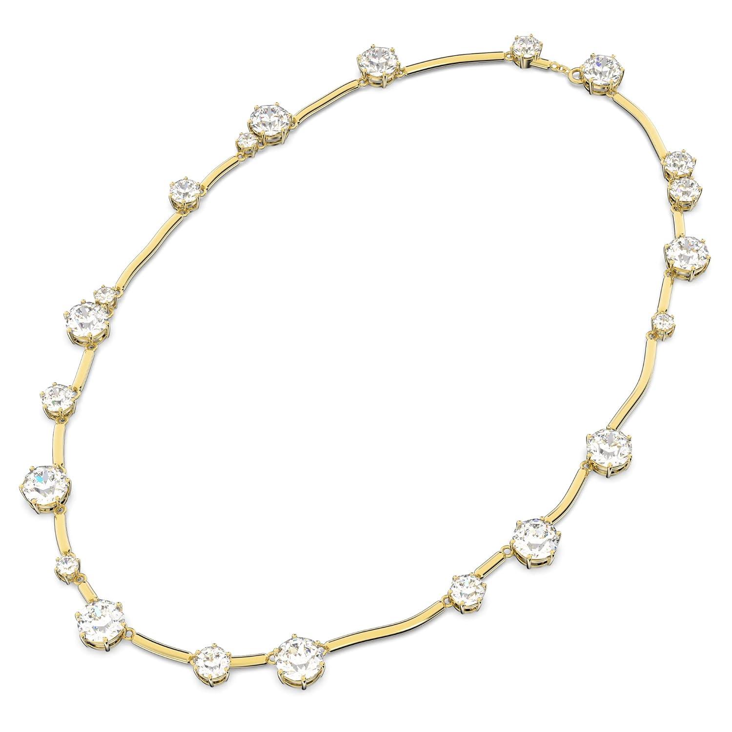 Swarovski Angelic Pendant with Circular Clear Crystal and Clear Crystal Pavé on a Rhodium Plated Chain