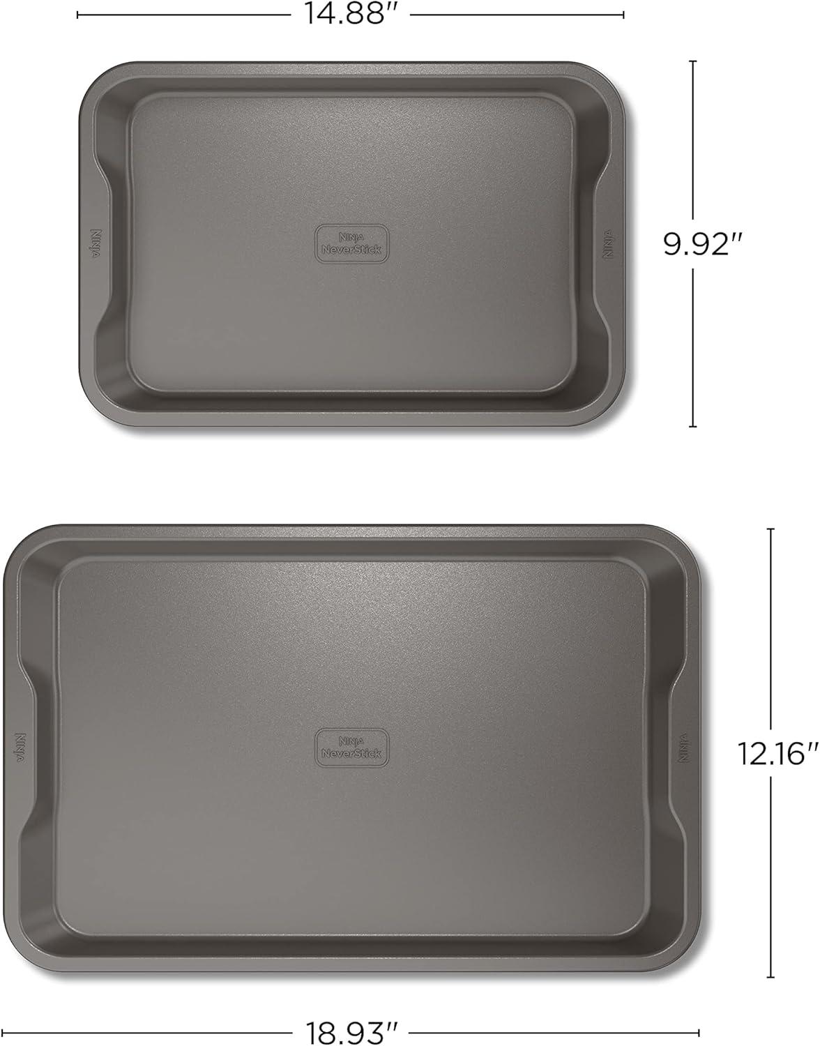 Gray Aluminum Non-Stick Rectangle Cookie Sheet Set