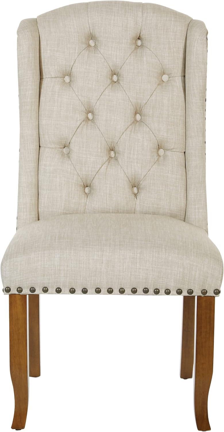 Elegant Linen Upholstered Parsons Side Chair with Wood Legs