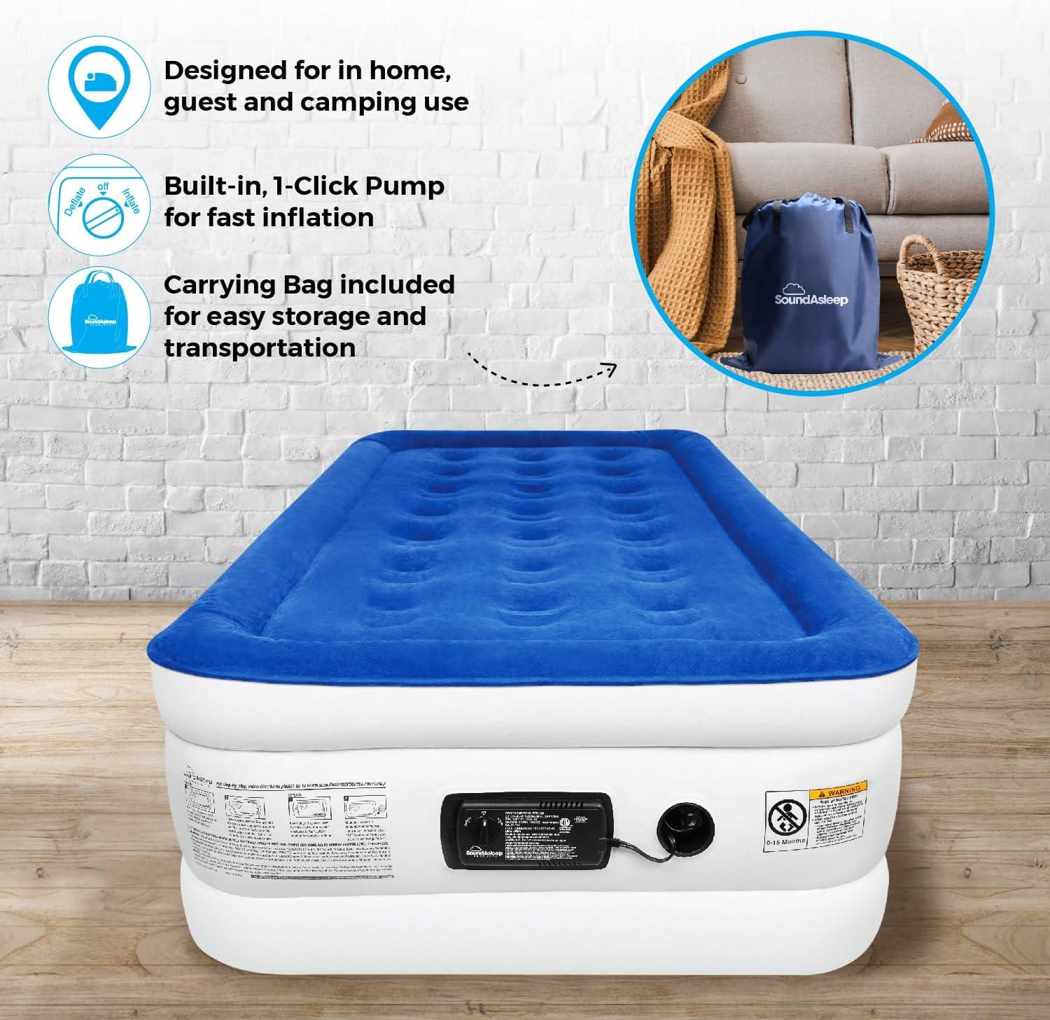 SoundAsleep Dream Series Air Mattress with ComfortCoil Technology & Internal High Capacity Pump