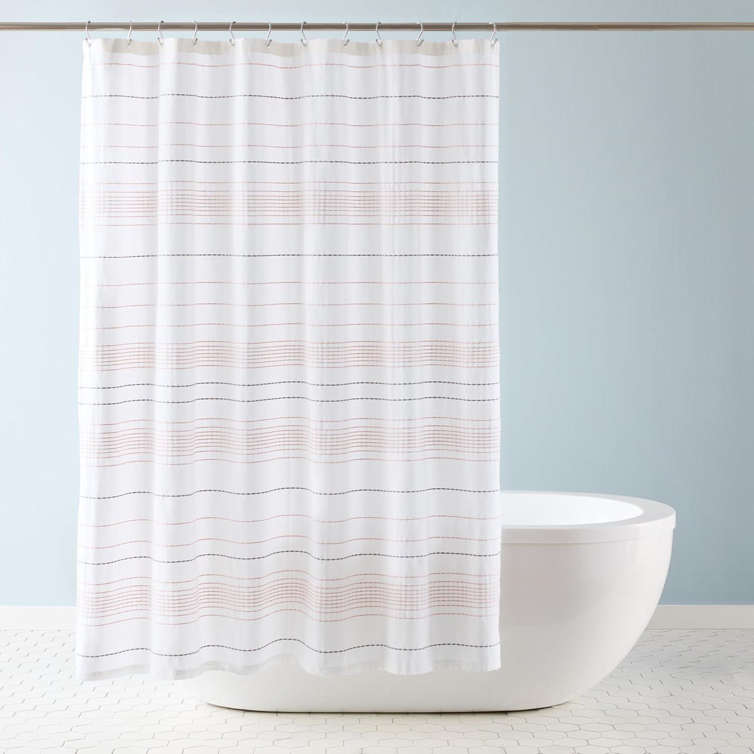 TOWN & COUNTRY EVERYDAY Solana Textured Woven Stripe Bath Shower Curtain 70"x72"