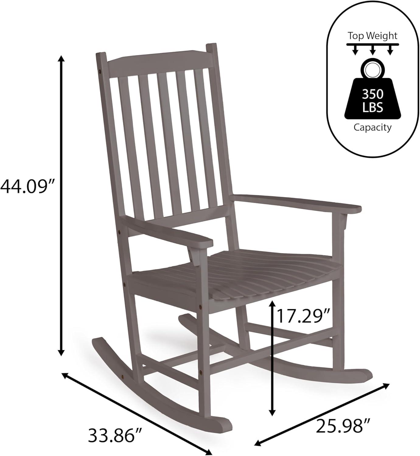 Gray Acacia Wood Windsor Slat-Back Rocking Chair