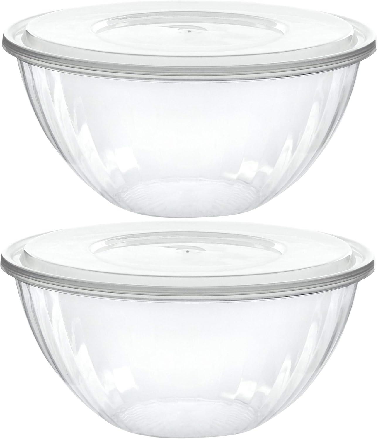 PLASTICPRO Plastic Bowls with Lids 48 oz Disposable Containers with Lids, 2 Pack