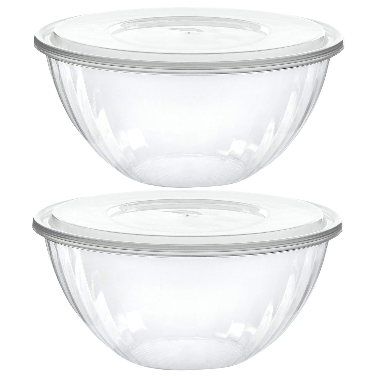 PLASTICPRO Plastic Bowls with Lids 48 oz Disposable Containers with Lids, 2 Pack