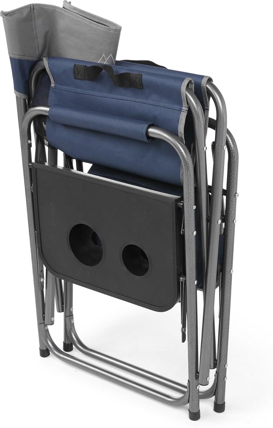 Navy Steel Frame Camping Chair with Cooler and Table